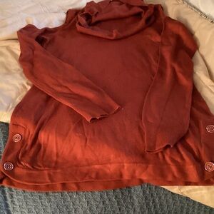 ONE WORLD Women's Brick Red Cowl Neck Sweater